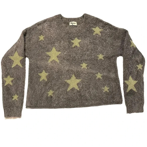 Show Me Your Mumu Cropped Varsity Sweater Shine Star Knit. Size small. EUC. - Picture 1 of 9